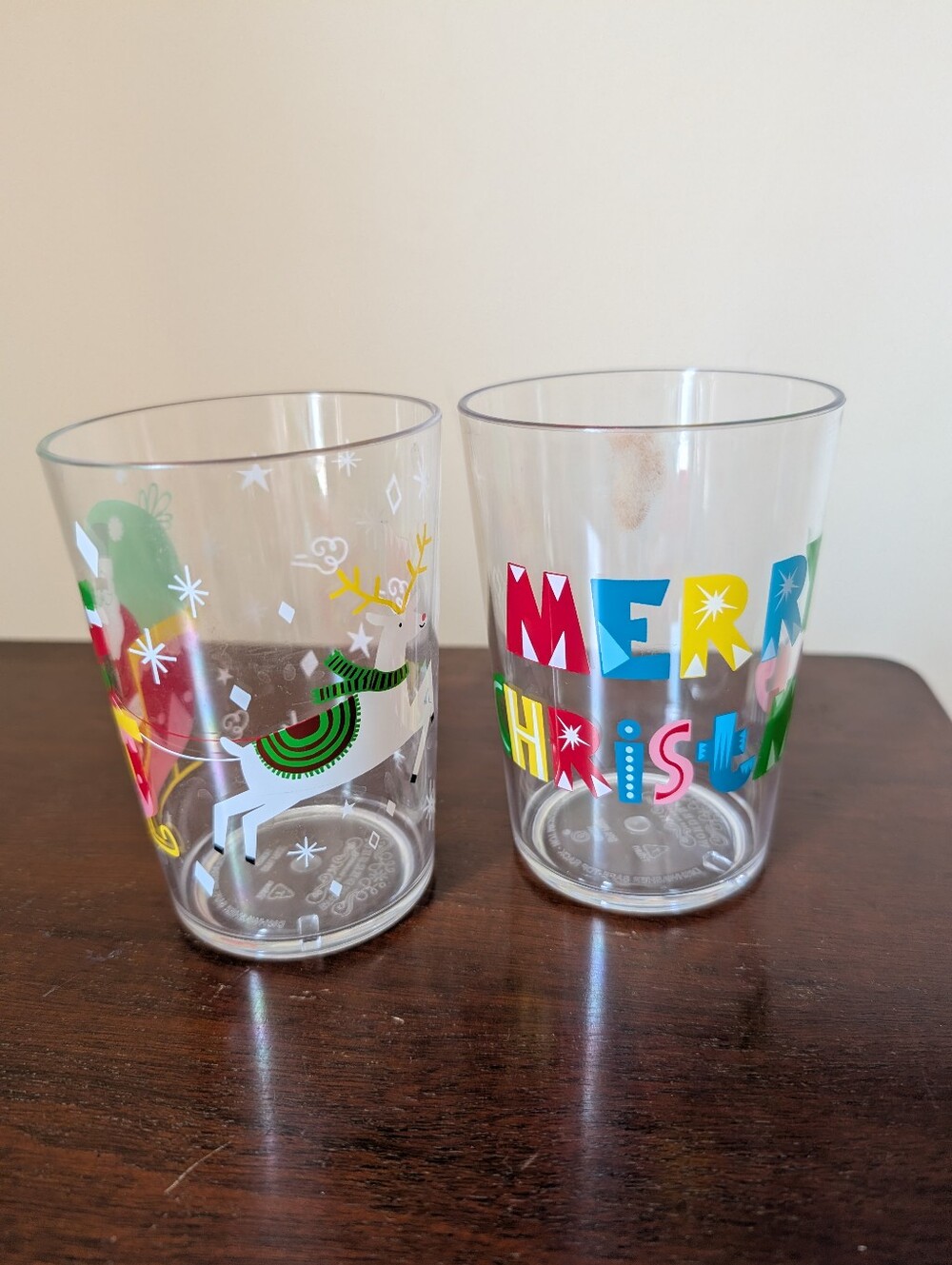 New Set Of 2 Target Festive Holiday Reindeer and 'Merry Christmas' Plastic Cups